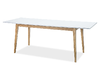 Blagovaonski stol na razvlačenje 120-165 cm Carrie (bijela mat + hrast) (za 4 do 6 osoba)