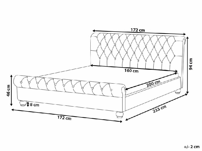 Bračni krevet 160 cm ARCHON (s podnicom) (bež)
