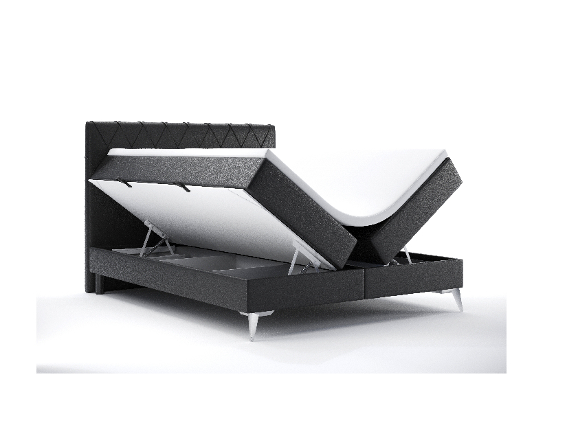 Bračni krevet Boxspring 180 cm Miror (crna ekokoža) (s prostorom za odlaganje)