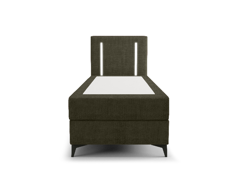 Jednostruki krevet 80 cm Ortega Comfort (maslinasto zelena) (s podnicom i madracem, bez prostora za odlaganje) (s LED rasvjetom)