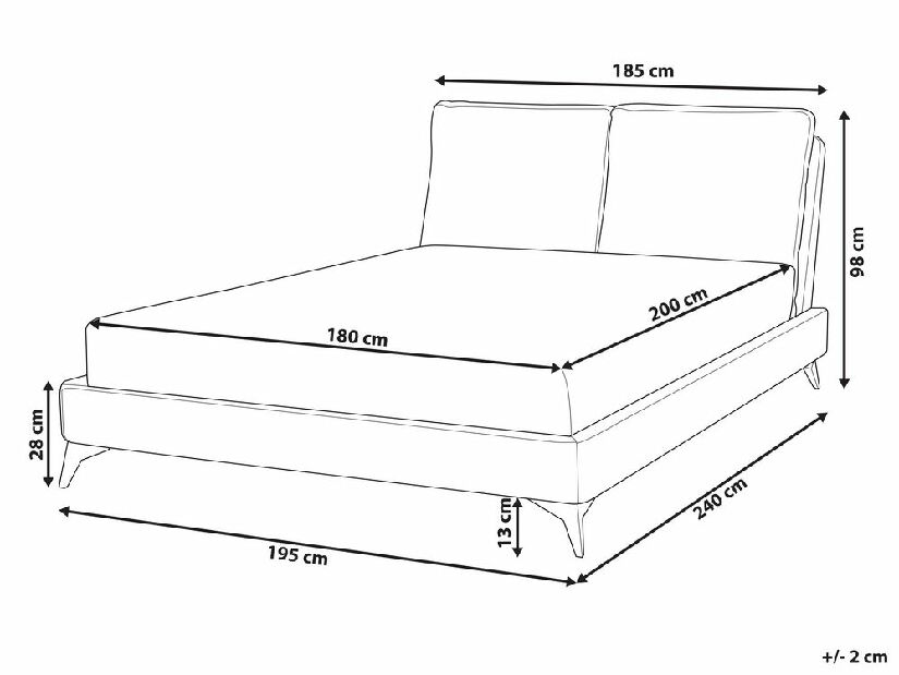 Bračni krevet 180 cm Mellody (siva)