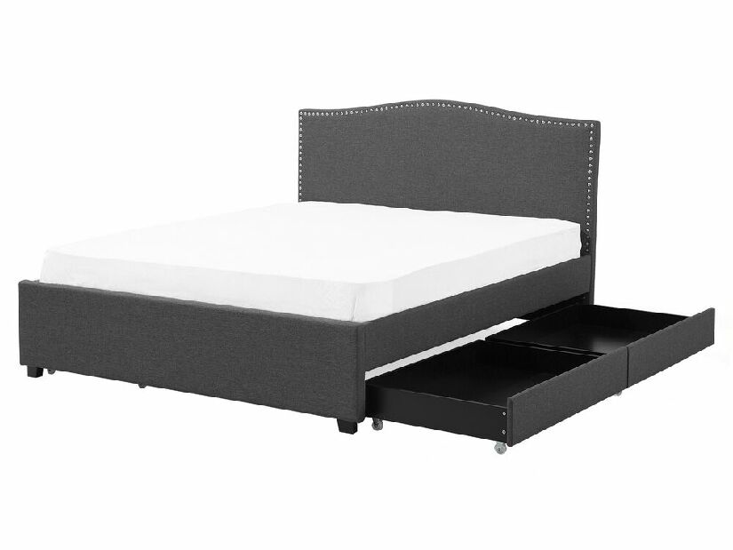 Bračni krevet 160 cm MONTHY (s podnicom, prostorom za odlaganje i LED rasvjetom) (tamno siva)