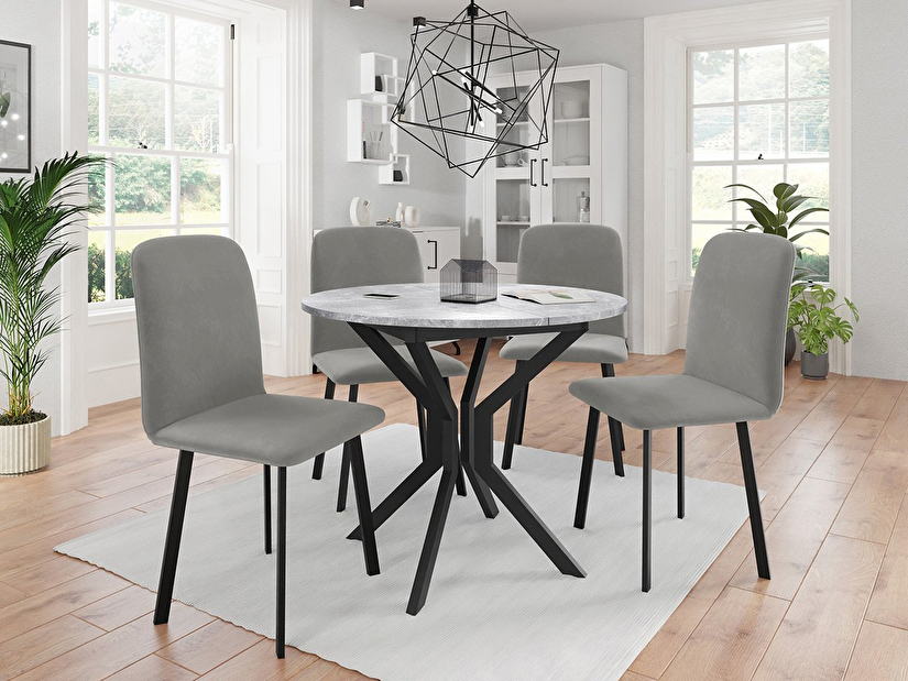 Blagovaonski stol Kirtore M 90 (sivi mramor + crna) II *outlet moguća oštećenja