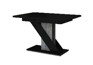 Blagovaonski stol Mevenis (crni sjaj + kamen) (za 4 do 6 osoba)