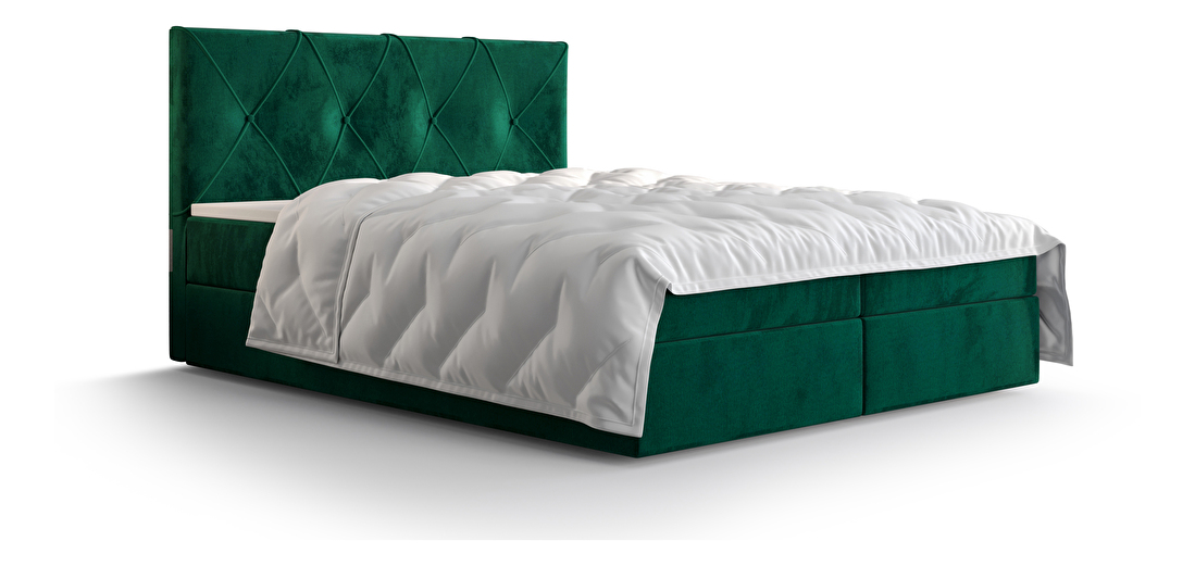 Bračni krevet Boxspring 140 cm Athena Comfort (maslinasto zelena) (s madracem i prostorom za odlaganje)