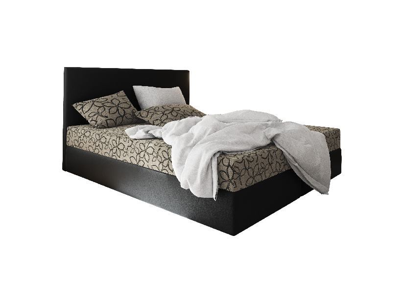 Bračni krevet Boxspring 140 cm Lilac (uzorak + crna) (s madracem i prostorom za odlaganje)