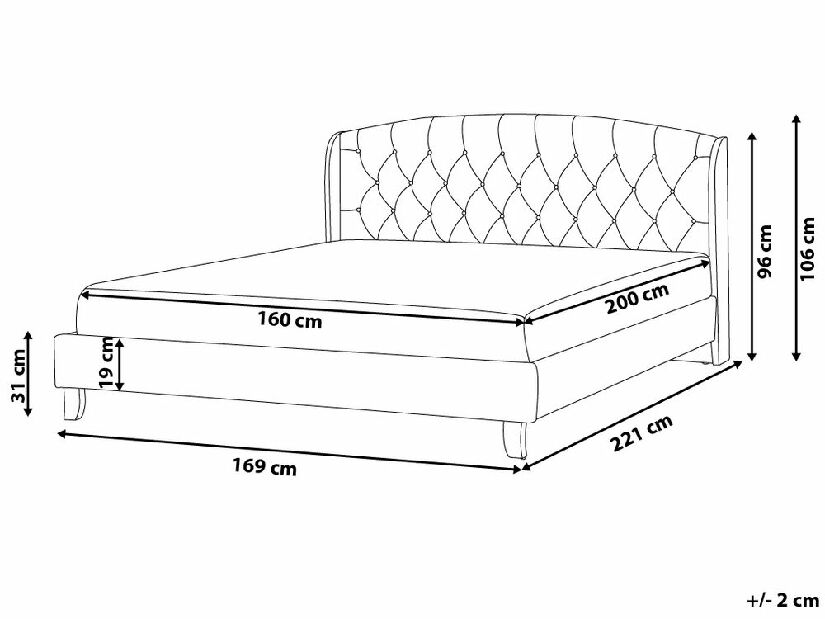 Bračni krevet 160 cm BORD (s podnicom) (bež)