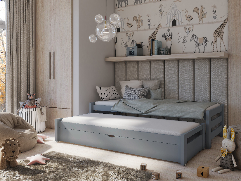 Dječji krevet 80 x 180 cm ANISSA (s podnicom i prostorom za odlaganje) (grafit)