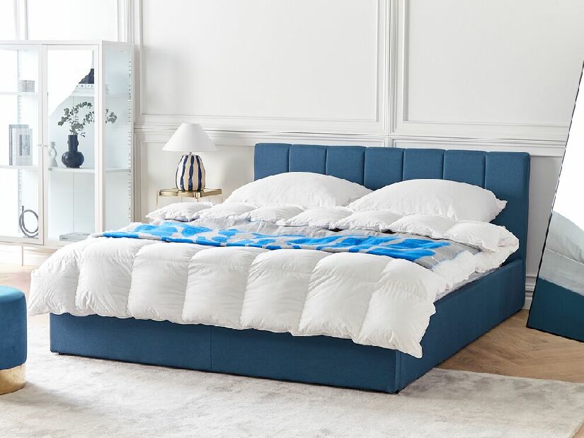 Bračni krevet 160 cm Dabria (plava) (s podnicom) (s prostorom za odlaganje)