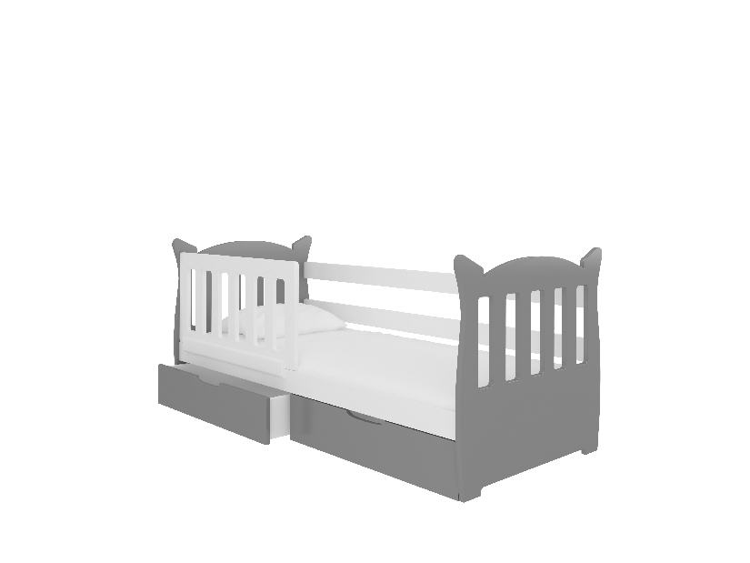 Dječji krevet 160x75 cm Lenka (s podnicom i madracem) (bijela + siva)