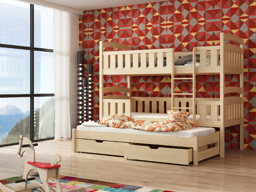 Dječji krevet 90 x 190 cm LEON (s podnicom i prostorom za odlaganje) (borovina)