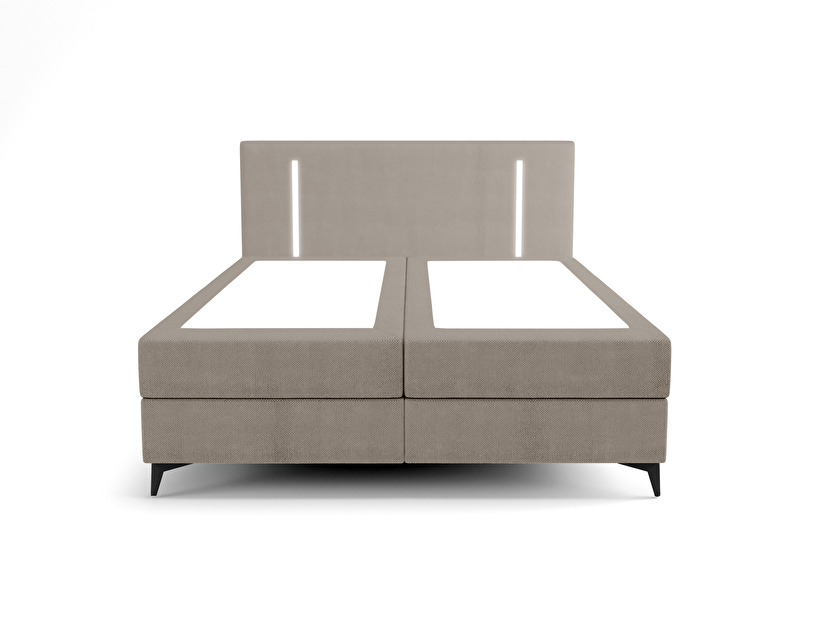 Bračni krevet 140 cm Ortega Comfort (sivo-smeđa) (s podnicom i madracem, s prostorom za odlaganje) (s LED rasvjetom)