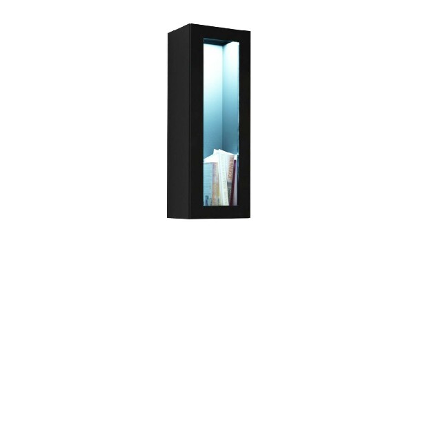 Vitrina Mirjan Zylia 90 (crna + crni sjaj) (bijela LED rasvjeta)