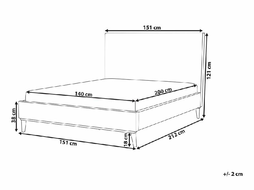 Bračni krevet 140 cm BARON (s podnicom) (svijetlo siva)