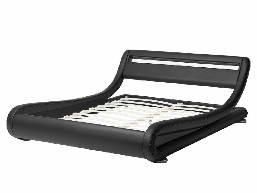 Bračni krevet 160 cm AVENUE (s podnicom i LED rasvjetom) (crna)