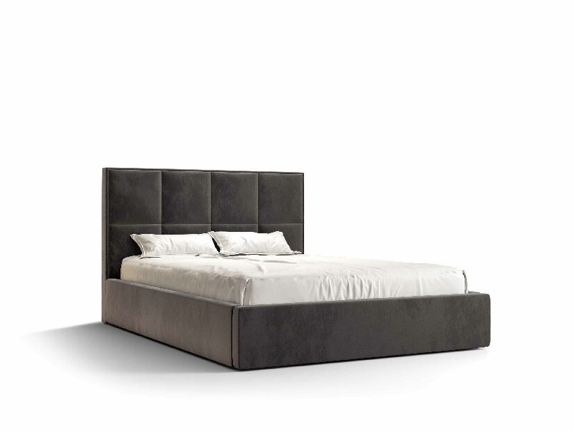 Bračni krevet 160 cm Gino (tamnosiva) (s podnicom i prostorom za odlaganje)