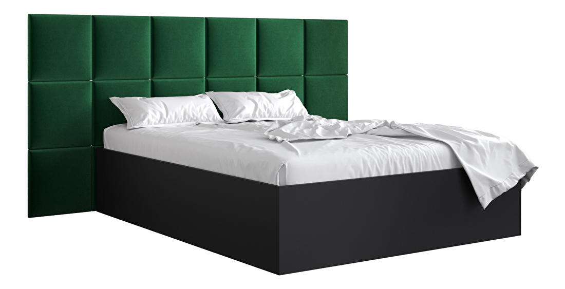 Bračni krevet s tapeciranim uzglavljem 160 cm Brittany 4 (crna mat + zelena) (s podnicom)