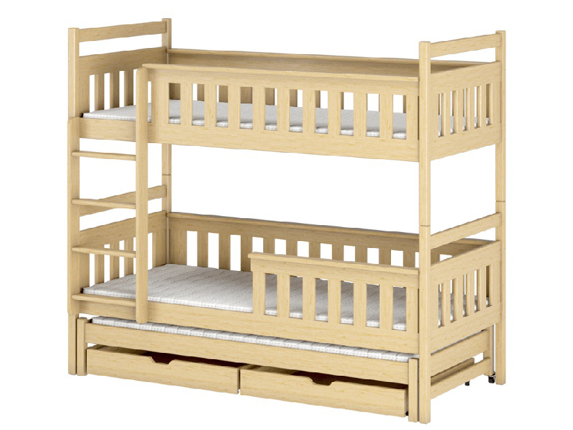 Dječji krevet 90 x 200 cm KARLA (s podnicom i prostorom za odlaganje) (borovina)