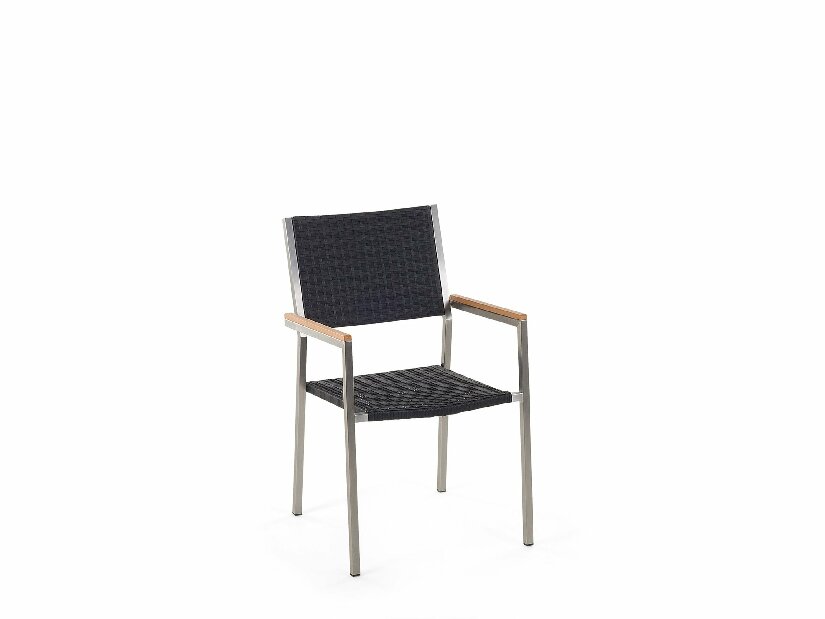 Vrtni blagovaonski set Grosso (crna) (staklena ploča 180x90 cm) (ratanske stolice) (granit)