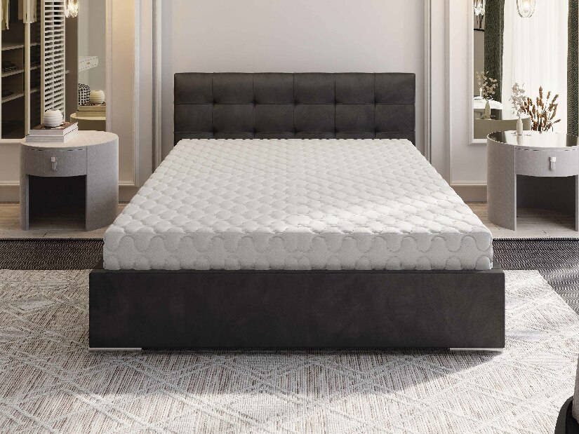 Bračni krevet 160 cm Hermila (crna) (s podnicom i prostorom za odlaganje)