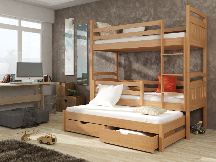 Dječji krevet 90 x 190 cm IVA (s podnicom i prostorom za odlaganje) (bukva)