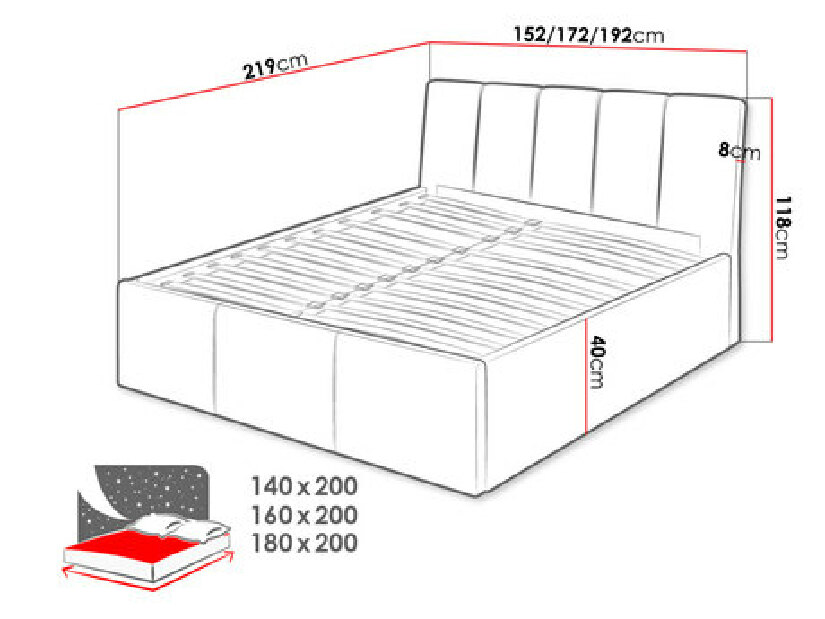 Tapeciran krevet s prostorom za odlaganje