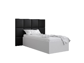 Jednostruki krevet s tapeciranim uzglavljem 90 cm Brittany 4 (bijela mat + crna) (s podnicom)