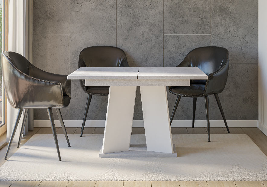 Blagovaonski stol Mulnu (svijetlosiva + bijela) (za 4 do 6 osoba)