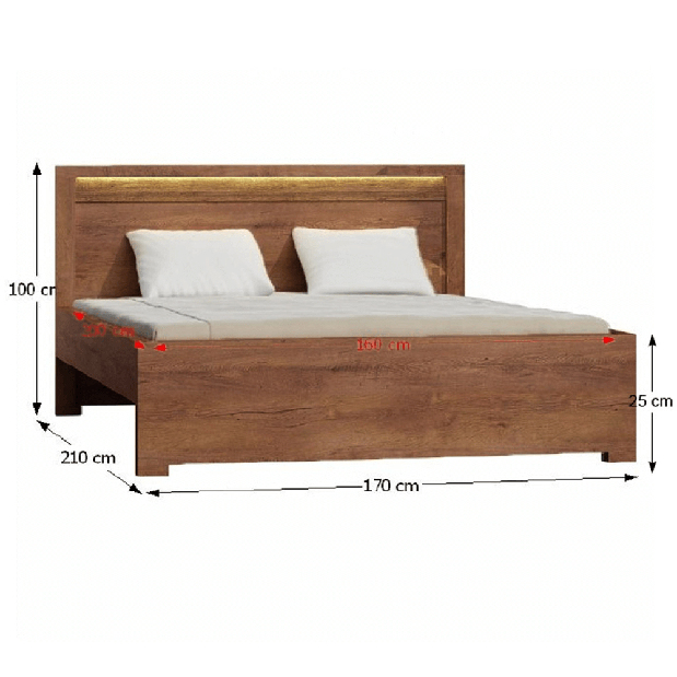 Bračni krevet 160 cm Inneas (jasen svijetli) (S podnicom) 
