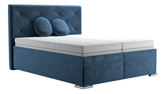 Bračni krevet 160 cm Chyren (tamnoplava) (s podnicama i prostorom za odlaganje)