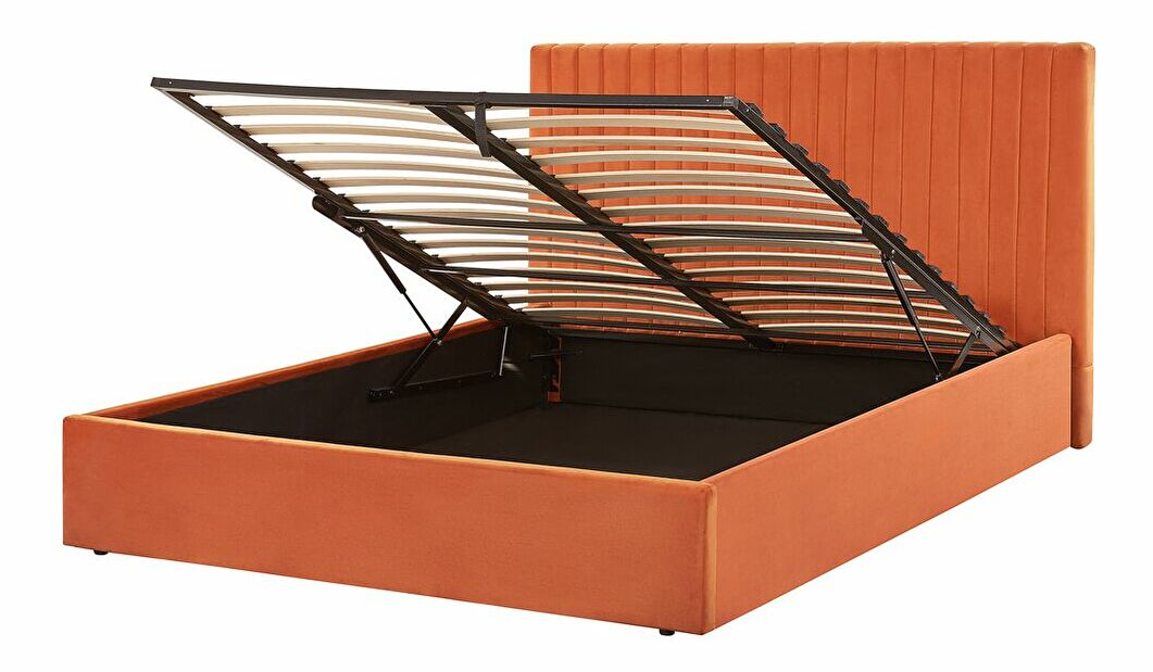 Bračni krevet 160 cm Vakarine (narančasta) (s podnicom i prostorom za odlaganje)