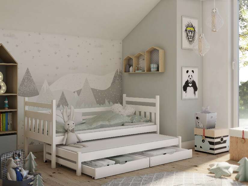 Dječji krevet 90 x 190 cm DANNY (s podnicom i prostorom za odlaganje) (bijela)