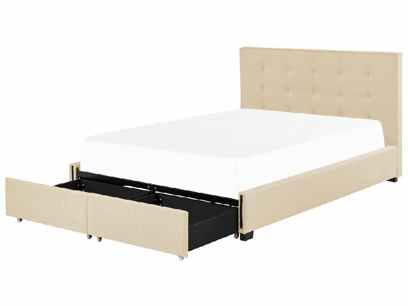 Bračni krevet 160 cm Rhiannon (bež) (s podnicom i prostorom za odlaganje)