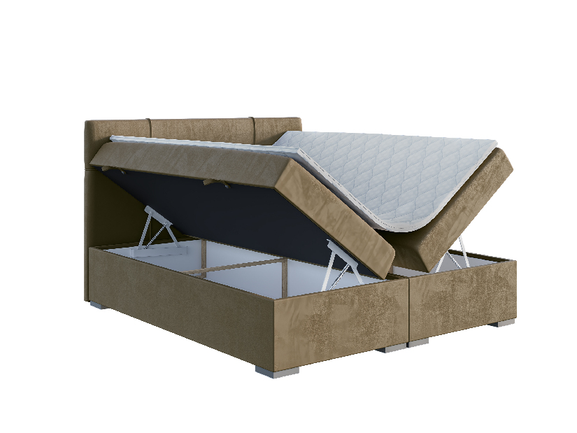 Jednostruki krevet Boxspring 120 cm Gal (tamno bež) (s madracem i prostorom za odlaganje)
