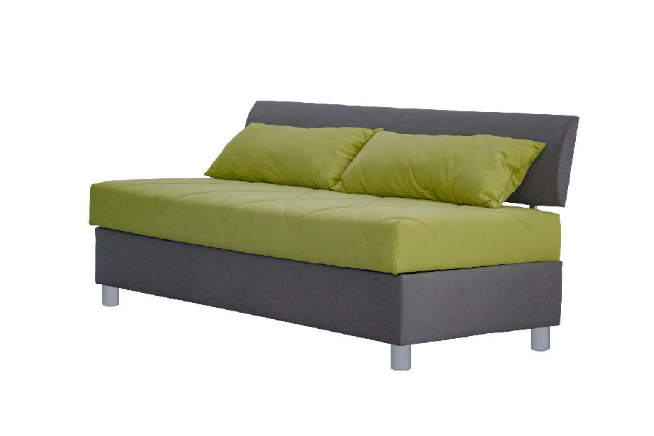 Jednostruki krevet (kauč) 90 cm Roman (siva + zelena) (s pjenastim madracem) (s prostorom za odlaganje)