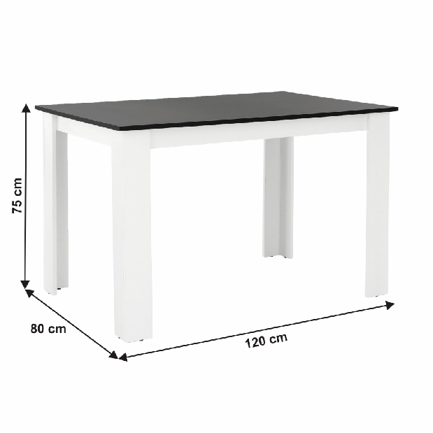Blagovaonski stol Plat (pravokutnik) (za 4 osobe) (bijela + crna) 