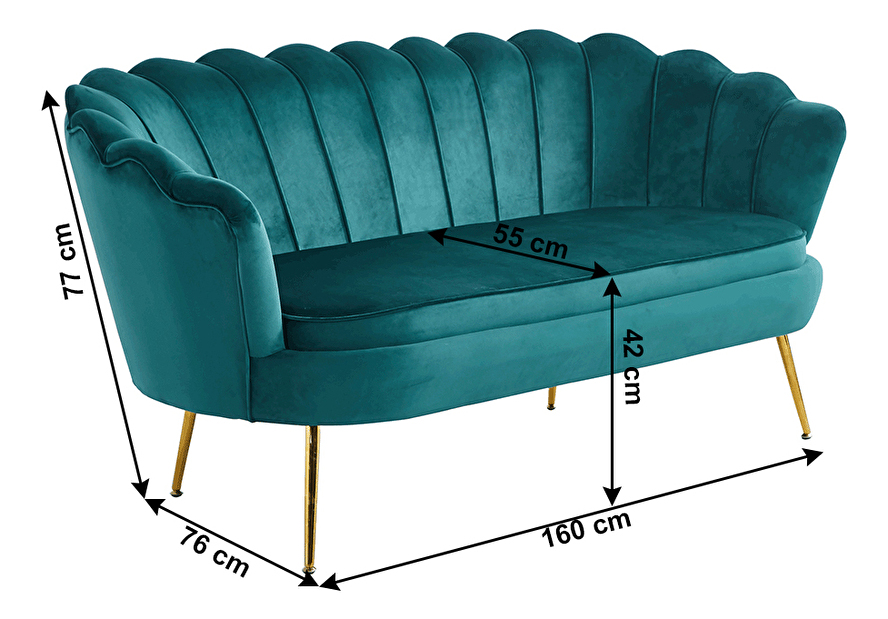 Sofa Nico (smaragdna + zlatna)