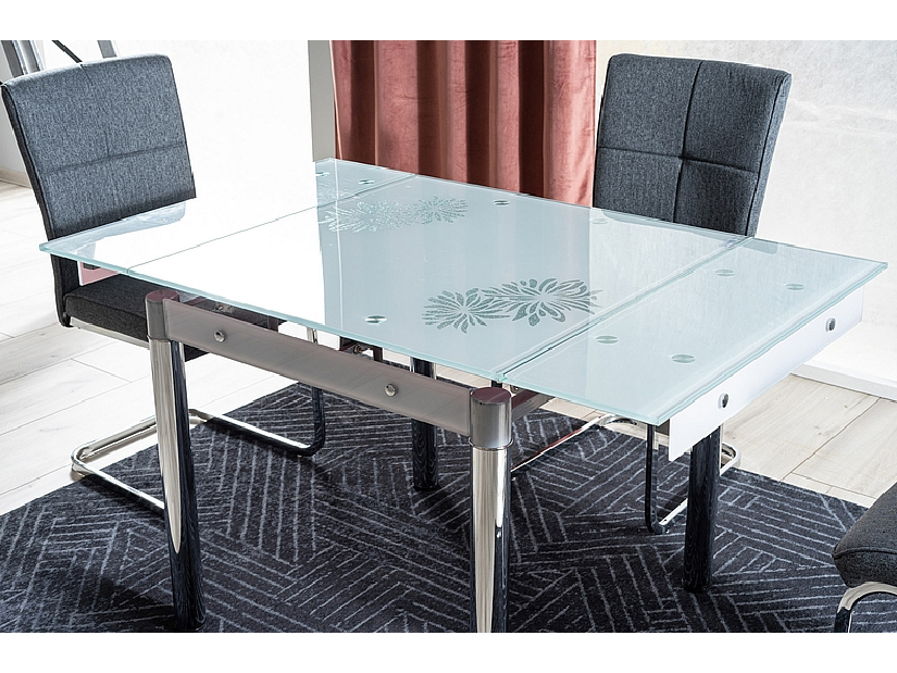 Blagovaonski stol na razvlačenje 80-131 cm Gerardo (bijela + krom) (za 4 do 6 osoba)