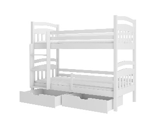 Dječji krevet na kat 200x90 cm Adriana (s podnicom i madracem) (bijela)
