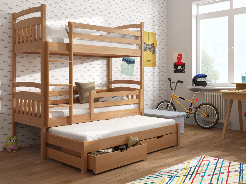 Dječji krevet 90 x 190 cm ANIE (s podnicom i prostorom za odlaganje) (bukva)