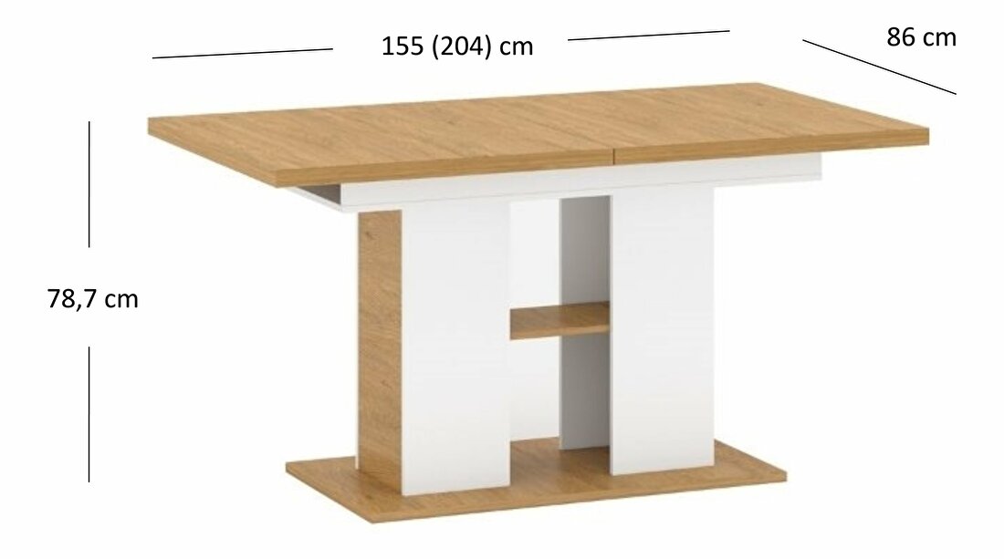 Blagovaonski stol na razvlačenje (za 6 do 8 osoba) Andre (bijela mat)