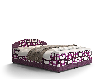 Bračni krevet  Boxspring 160 cm Orlando (uzorak + ljubičasta) (s madracem i prostorom za odlaganje) *outlet moguća oštećenja