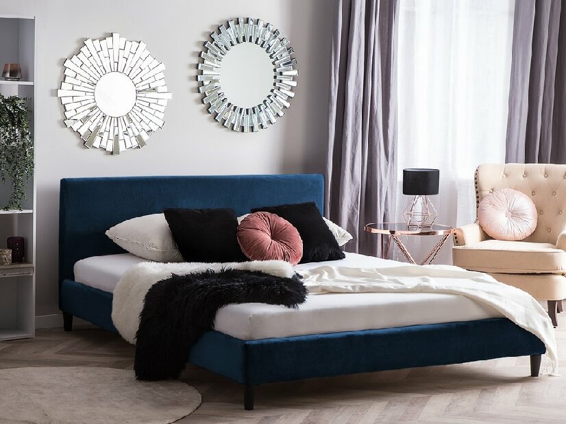 Bračni krevet 160 cm FUTTI (s podnicom) (plava)