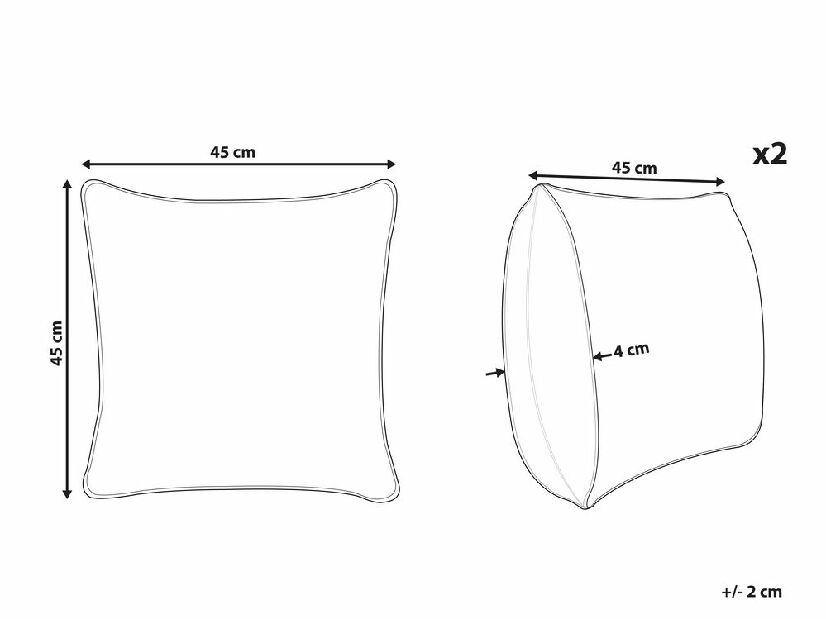 Set 2 ukrasna jastuka 45 x 45 cm Trach (zelena)
