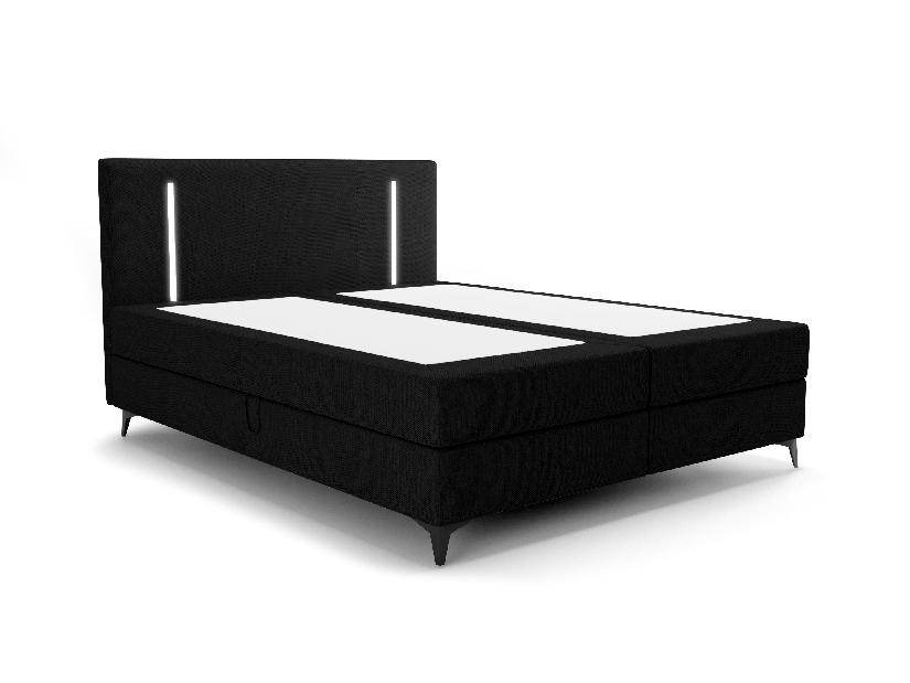 Jednostruki krevet 120 cm Ortega Bonell (crna) (s podnicom, s prostorom za odlaganje) (s LED rasvjetom)