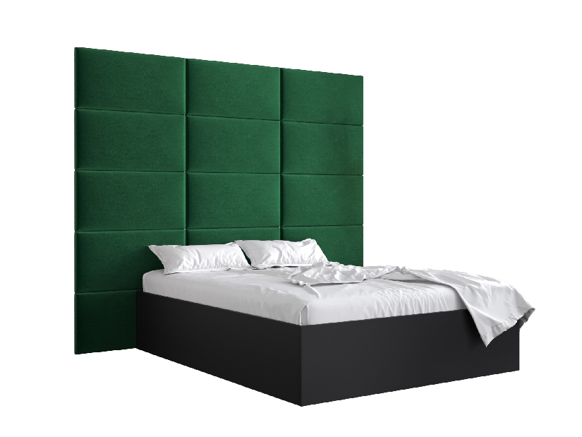 Bračni krevet s tapeciranim uzglavljem 160 cm Brittany 1 (crna mat + zelena) (s podnicom)