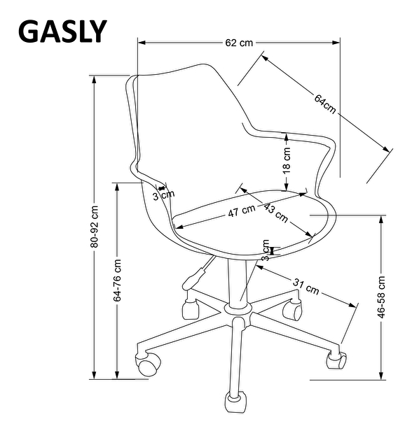 Uredska stolica Gassy (ružičasta)