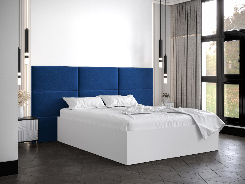 Bračni krevet s tapeciranim uzglavljem 160 cm Brittany 2 (bijela mat + plava) (s podnicom)