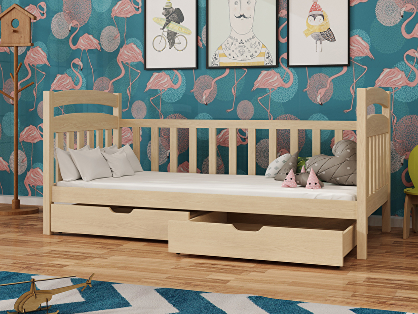 Dječji krevet 90 x 200 cm Tobie (s podnicom i prostorom za odlaganje) (borovina)