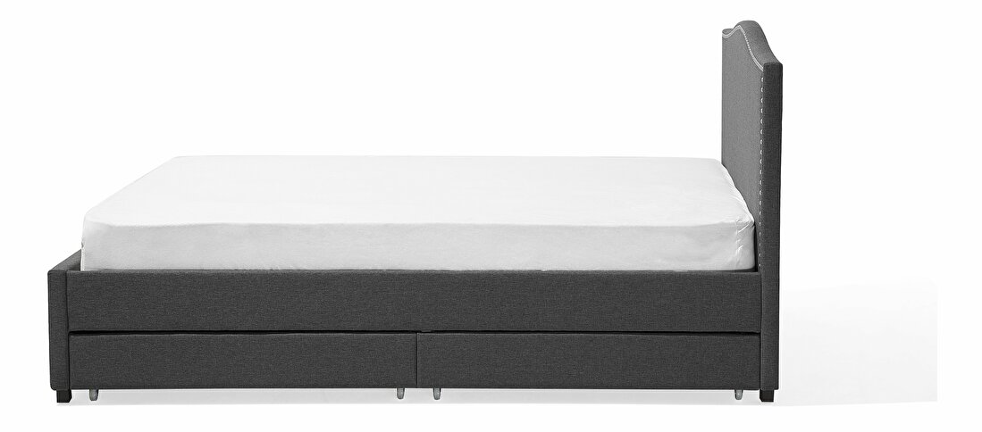 Bračni krevet 180 cm MONTHY (s podnicom, prostorom za odlaganje i bijelom LED rasvjetom) (siva)